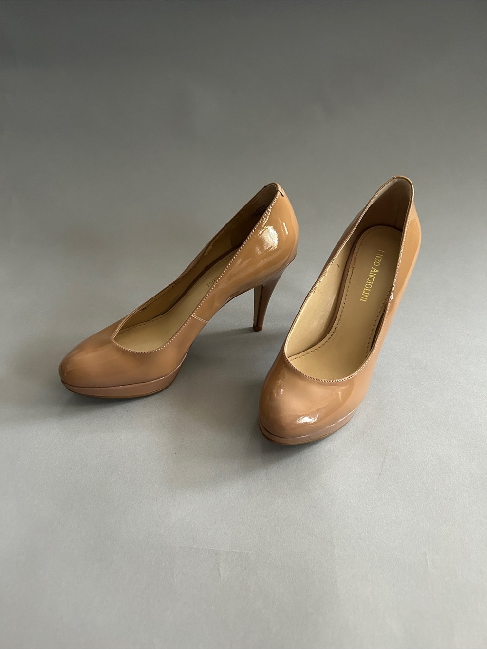Enzo Angiolini Nude Patent Leather Platform Pumps 5.5